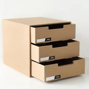 

1pc Paper Desktop Storage Box File Cabinet Desk File Finishing Box Standing File Storage Box Multi-layer Storage Drawers