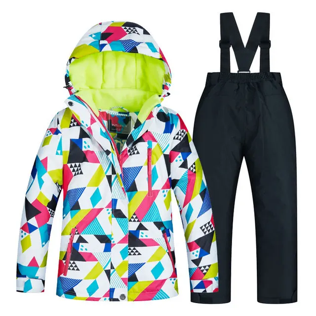 

2020 New Winter Children Skiing Suits Warm Waterproof Kids Ski Jackets and Pants Long Sleeve Jacket Hooded Coat for Children