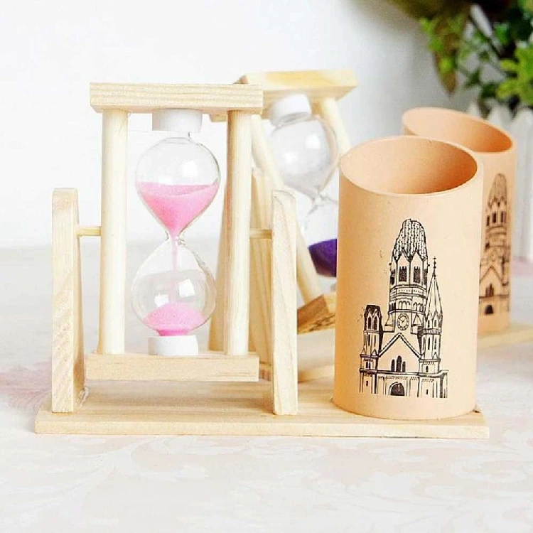 Vividcraft, креативный таймер, деревянная ручка, держатель, офисный стол, аксессуары для стола, с держателем для ручки, карандаш для подарка, скраб, подставка K8P5