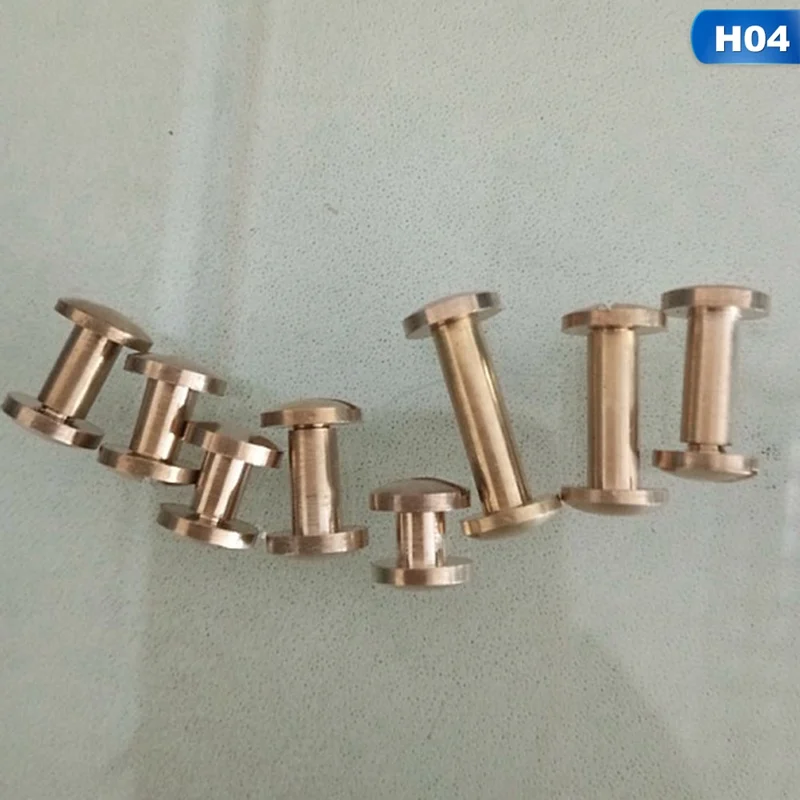 HOT 10pcs 5mm/6.5mm/8mm Luggage Leather metal Craft Solid Screw Nail Rivet Double curved Head Belt/strap Rivets Book screws