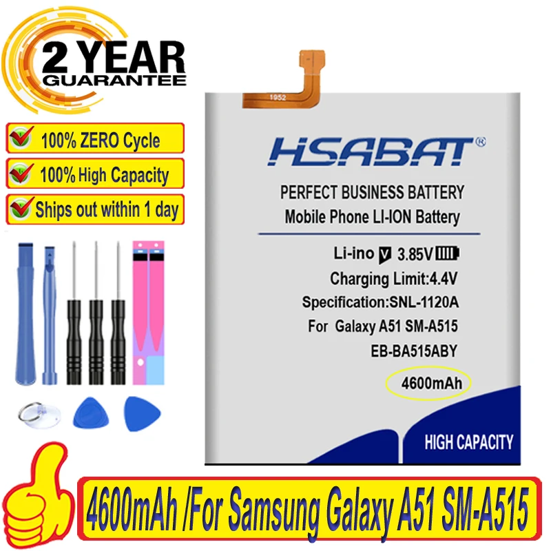 Аккумулятор HSABAT для Samsung Galaxy A51 100% оригинал 4600 мА/ч аккумулятор EB-BA515ABY | Мобильные