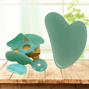 

Hot Massage Tool Guasha Board Natural green jade scraping plate scraper stone massager thin slimming face v-line beauty