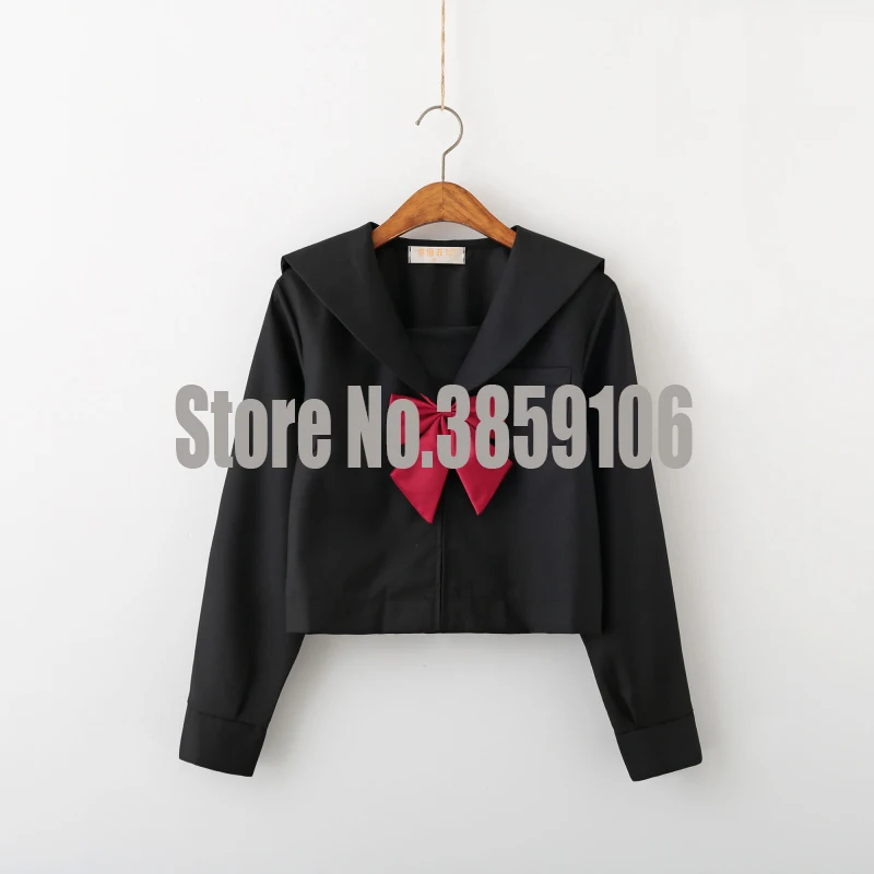 Long Sleeve Top UPHYD черная школьная форма костюмы для косплея аниме японский стиль JK униформа моряка костюм Студенческая одежда для колледжа - Цвет: Long Sleeve Top