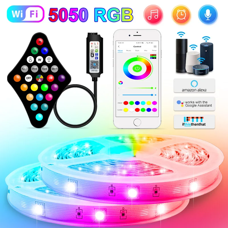 Led Strip Lights RGB 5050 2835 Waterproof 5M-30M Wifi Phone Control Led Flexible Ribbon Tape for TV Backlight Room Home Party