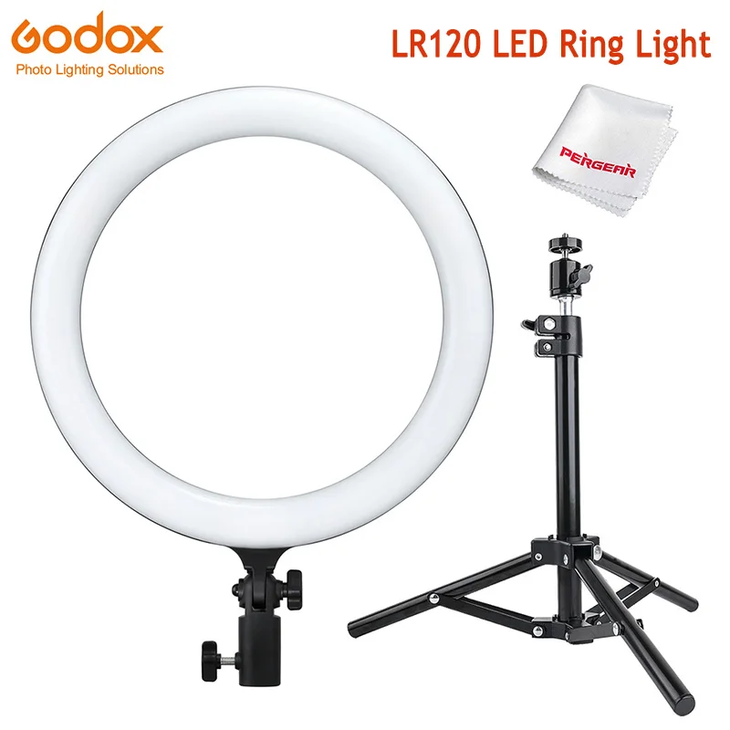 Godox LR120 12inch LED Ring Light Vlogs Dimmable 3000k-6000k LED Continuous Light for Live Stream YouTube Portrait Shooting Makeup Video with Stand and Phone Holder Godox LR120 12inch LED Ring Light Vlogs Dimmable 3000k-6000k LED Continuous Light for Live Stream YouTube Portrait Shooting Makeup Video with Stand and Phone Holder