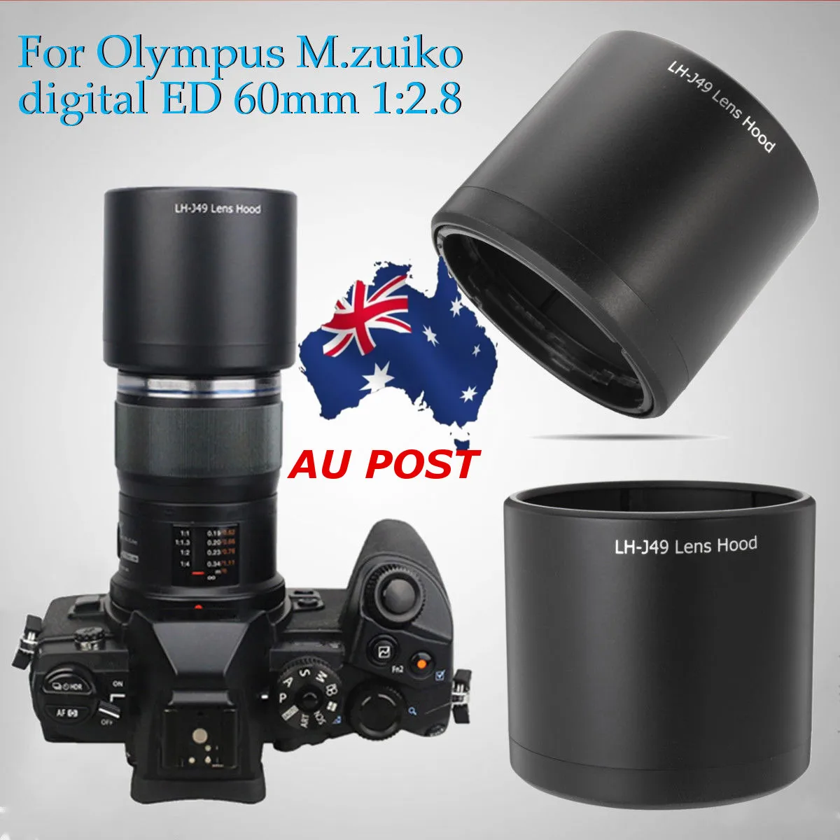 Длинная бленда для камеры Olympus M. ZUIKO DIGITAL ED 60 мм 1:2. 8 Macro LH-49 6 см x 6 см x 5,5 см