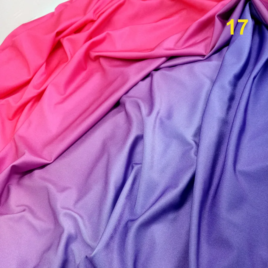 Ombre спандекс лайкра латинское платье для косплея ткань 4 способ эластичный градиент Падение глянцевая танцевальная одежда