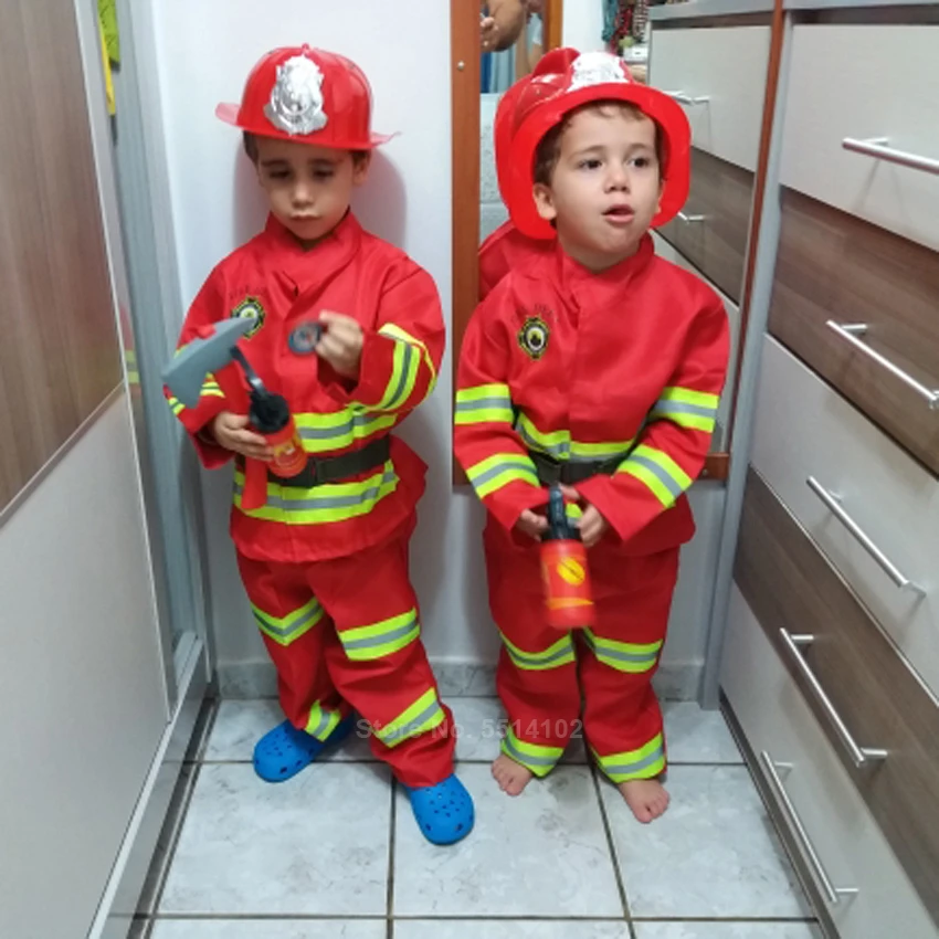 Carnaval Kinderen Kids Jongens Brandweerman Sam Uniform Brandweerman Cosplay Leger Pak Rood Met Helm Speelgoed Prestaties|Jongens Kostuums| - AliExpress