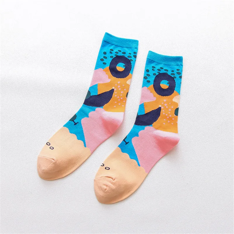 Moda Socmark Осенние Новые счастливые мужские носки/женские забавные подводный мир модные парные носки повседневные хлопковые носки скейтбордиста - Цвет: 52251