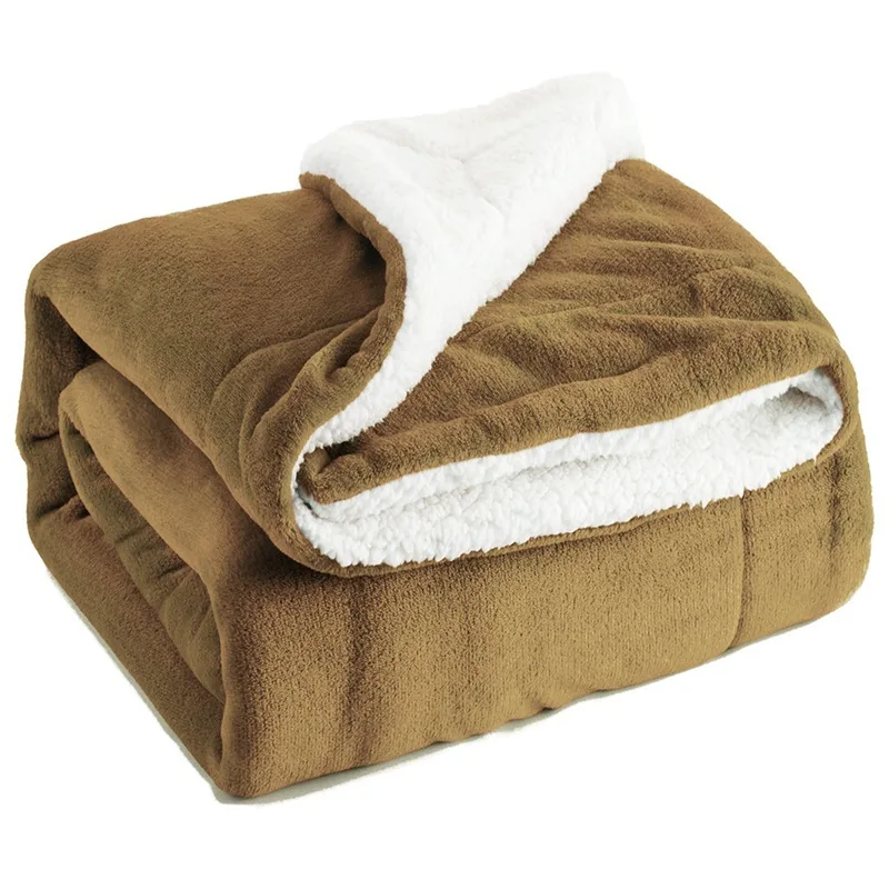 Sherpa Lambskin Blanket Thick Double-layer Flannel wool blanket weighted | Дом и сад