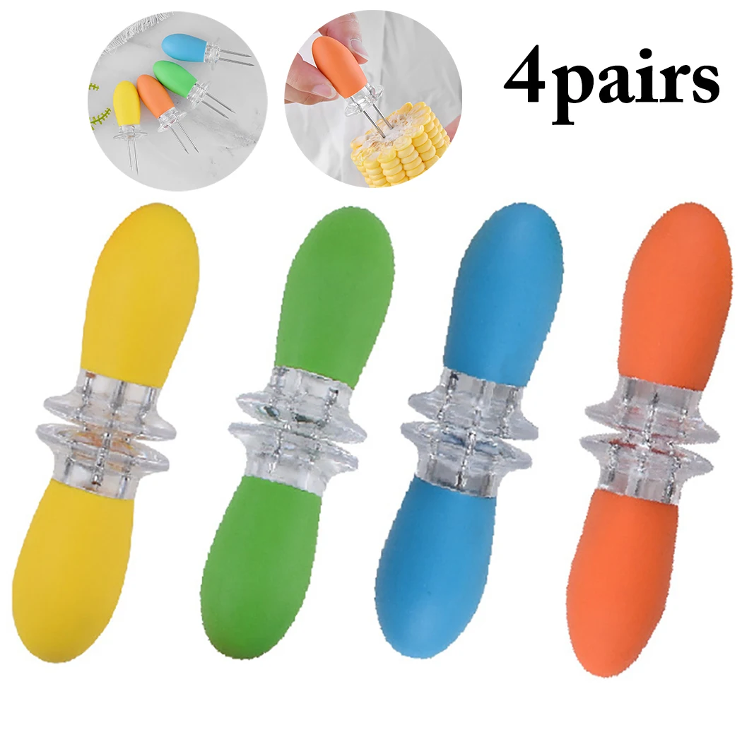 8PCS Corn Holder Interlocking Universal Corn Fork Holder Barbecue Skewer Fork Skewer Stainless Steel Holders
