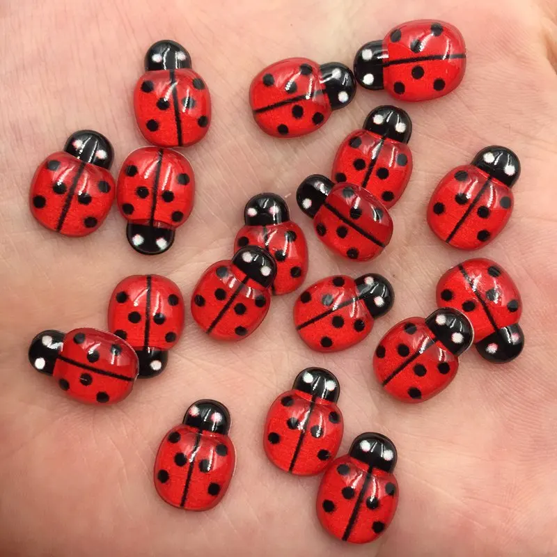 

Resin 9mm*13mm Mini Cute Red Beetle Flatback Cabochon Rhinestone 60pcs DIY Scrapbook Decor Home Crystal Figurines Craft
