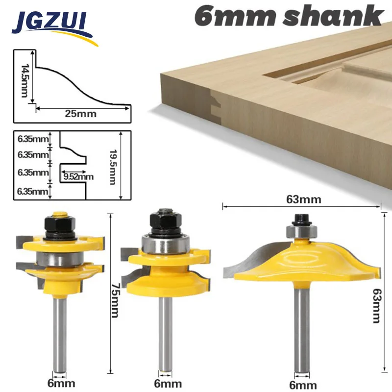 6mm Shank Rail &amp Stile Router Bits-Matched Standard Ogee Door Cutters Woodworking Tool Tenon Cutter for Wood Woodwork Tools |