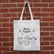 Рождественская Холщовая Сумка с ручной росписью, сумка для ежедневного использования, Экологичная многоразовая сумка, рециркулирующая, праздничные подарки, сумка для покупок для женщин