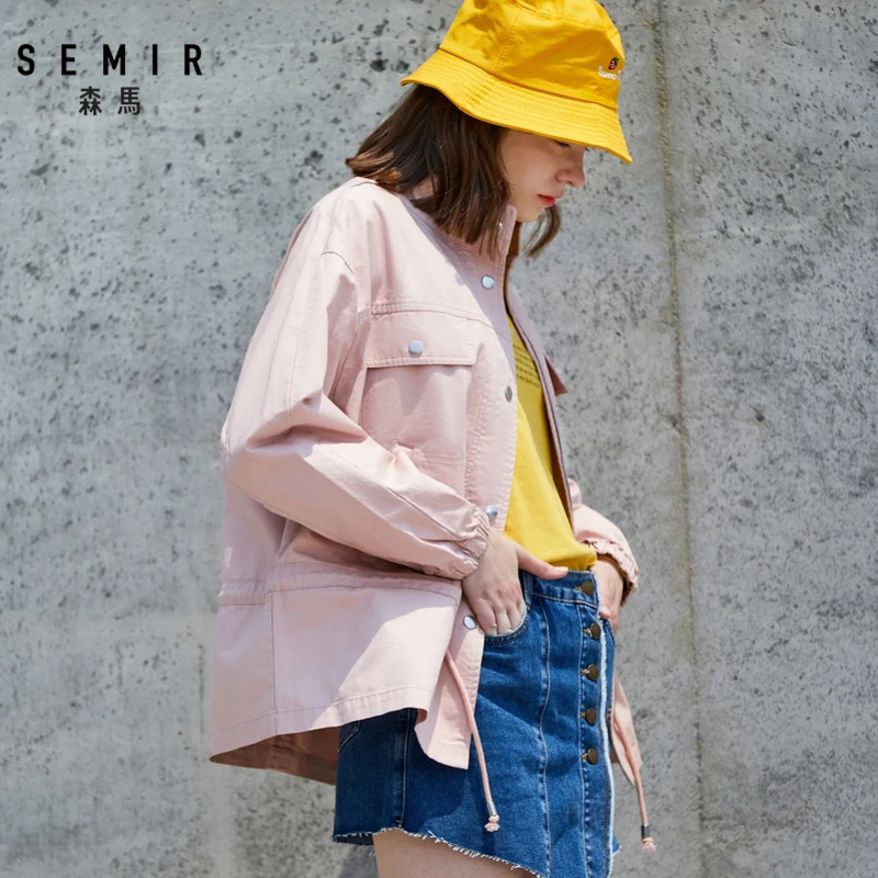 price reduction  SEMIR 2019 Coat women Ladies Suede Leather Jackets Zip Up Biker Female Casual Coats Woman Flight Ja