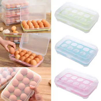 

15 grids Egg Refrigerator Fresh Box Eggs Holder Kitchen Egg Preservation Storage Food Container Organizer Boxes for Storage