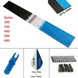 Linkboy карбоновые стрелы для стрельбы из лука Spine300 30 дюймов ID6.2mm точки вала вставки Vanes Nocks для соединения традиционная охота с луком 6 шт