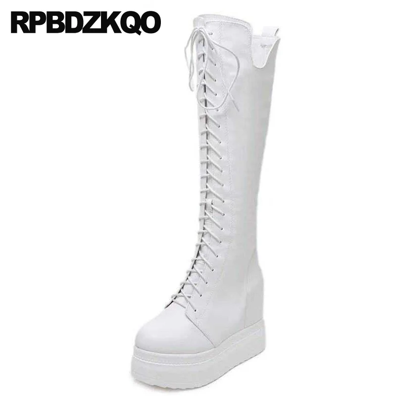 womens white platform boots