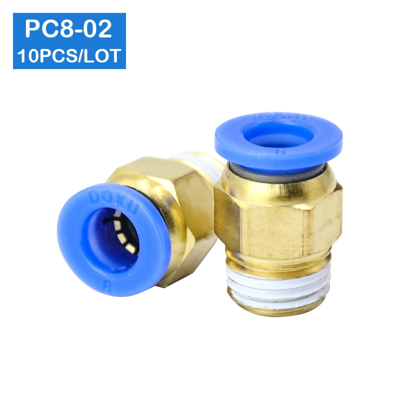 Высокое качество 10 шт BSPT PC8-02, 8 мм до 1/4 'пневматические соединители мужские прямые фитинги в одно касание