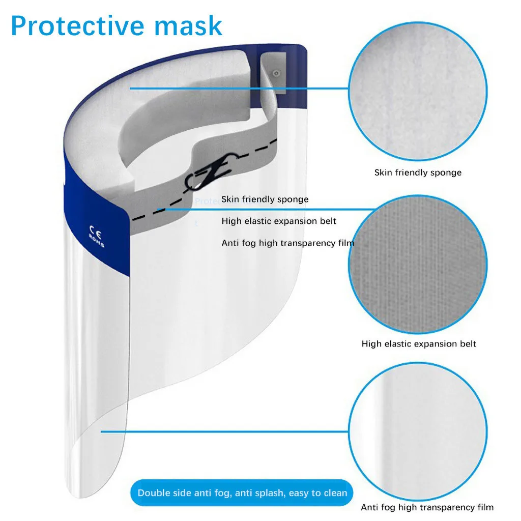 Adjustable New Protection shield Splash Transparent Plastic Safety Faces Shields Spare Visors For Head Mask Eye | Спорт и