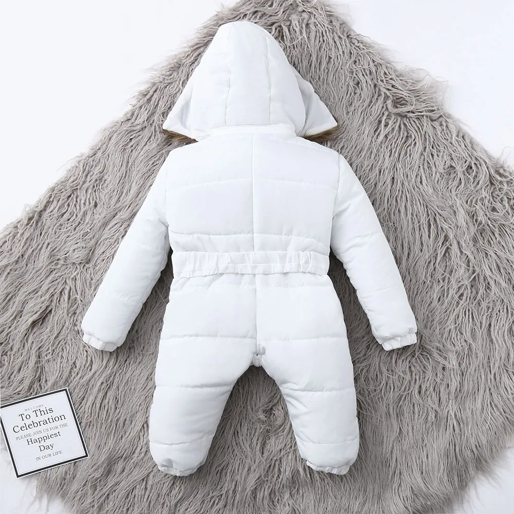 Комбинезон на пуху для маленьких мальчиков и девочек, куртка плотная теплая одежда с меховым капюшоном зимняя одежда для новорожденных комбинезон для девочек, комбинезон, костюм