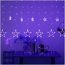 138 светодиодный светильник с мерцающими звездами для занавесок, сказочных огней, рождественской вечеринки, свадьбы, Счастливого Нового года, гирлянда, занавески, гирлянды, лампы - Испускаемый цвет: Purple