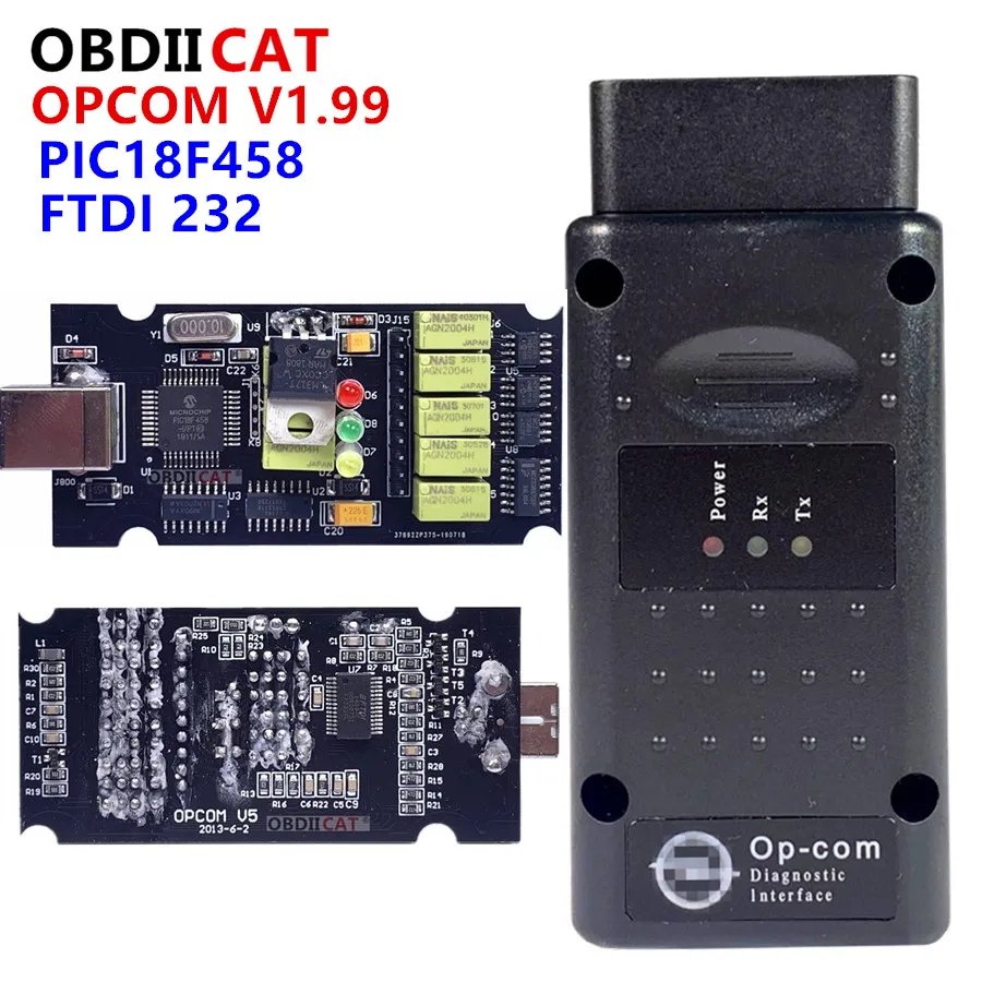 OBDIICAT OBD2 OP-COM V1.99 OPCOM для Op-el автомобильный диагностический сканер с реальным PIC18f458 OP