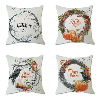 

Cushion Cover Halloween Home Decorative Throw Pillow Covers Natural Linen Pillowcase for Sofa Home Decor Suqare Pillow Cover