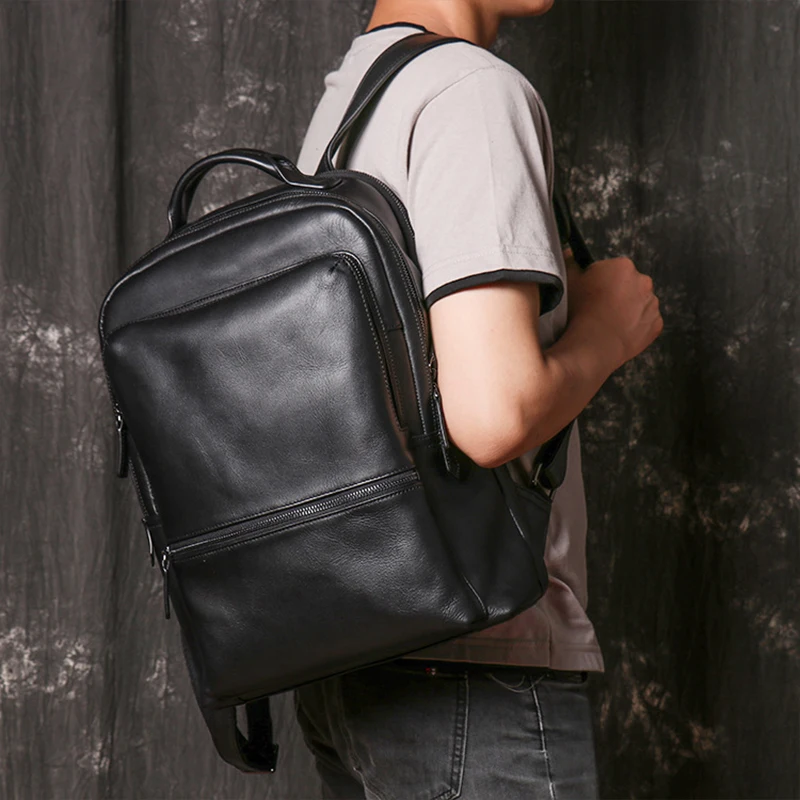 Genuine Leather Men Backpack School Bags for Teenager Boys Large Travel Backpacks for Laptop Backpack Mochila Notebook 100% leather backpack school backpack