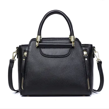 

woman's Shoulder Bag Leather New Solid Color Handbag Contrast Color Large Capacity