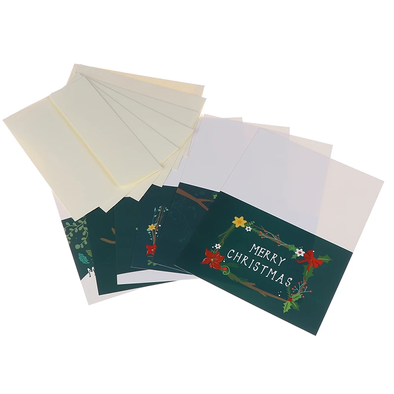 6pcs New Year Greeting Cards Merry Christmas Cards Decoration Stickers Christmas Party Invitation Gift