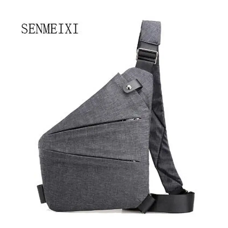 

SENMEIXI Man Thin Personal Pocket Bag Holster Tactical Shoulder Sling Vintage Crossbody Bag Outdoor Zipper Anti-theft Chest Bags