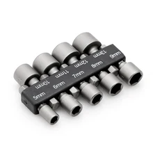 9pcs 5-13mm Power Nut Driver Drill Bit 1/4 Hex Shank Metric Socket Wrench Screw 9pcs set 5mm 13mm hex socket sleeve nozzles magnetic nut driver set drill bit adapter hex power tools