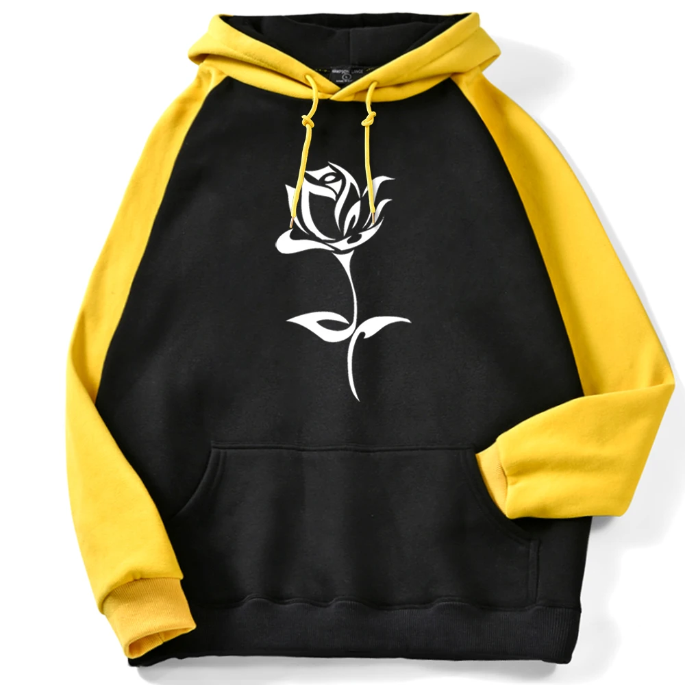 

Simple Print Of Blooming Roses Print Warm Raglan Hoodies Long Sleeve Oversized Women'S Clothing Kpop Aesthetic Female Hoodie