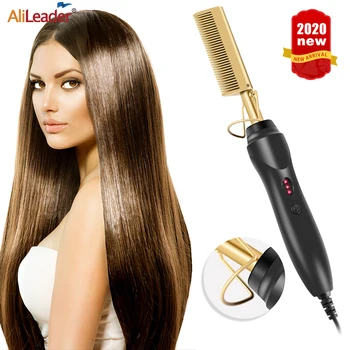 

Alileader Sale Hair Straightener Comb Electric Hot Comb Straightener Wet / Dry Use Corrugation Hair Curler Brush Fine Comb Metal