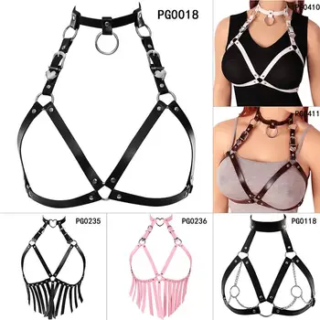 

Top Harness Leather Bra Black Sexy Punk Boho Tassel Strap Belt Adjust Women Lingerie Halloween Clothing Plus Size Hollow Out