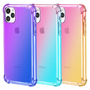 

100pcs Air Cushion Gradient Soft TPU Silicone Clear Case For iPhone 11 Pro Max XS XR X 8 7 6 6S Plus Ultra Thin Shockproof Cover