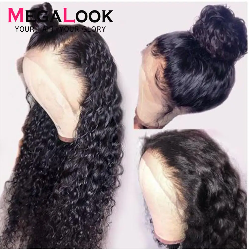  Deep Wave Wig Pre Plucked Natural Hairline Human Hair Wigs Short Brazilian 13x4 180% Remy Megalook 