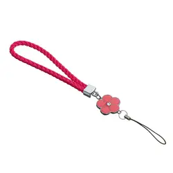 Elegant Plum Blossom Woven Phone and Keychain Lanyard (Rose red)