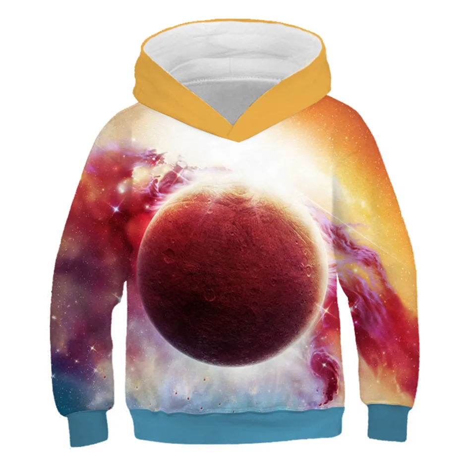 Autumn Kids Space Galaxy 3D Hoodies Fire Football Colorful Paint Printing Boys Girls Sweatshirts Children Fashion Pullovers