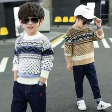 Модные вязаные детские свитера пуловер для мальчиков Детский вязаный свитер для детей от 4 до 11 лет, кашемировый трикотаж для мальчиков