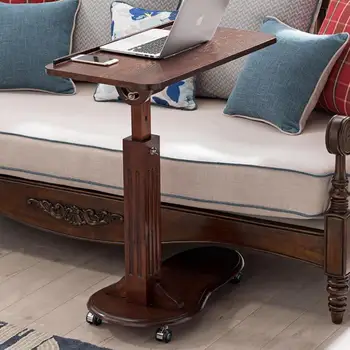 

American Solid Wood Liftable Laptop Table Mobile Lazy Table Bed With Coffee Table And Wheeled Sofa Side Table