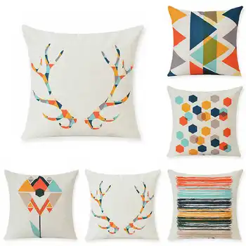 

Colorful Geometry Pillow Case Cotton Linen Pillowcase for Home Office Sofa Seat Decor Textile Throw Printed Pillow Cover