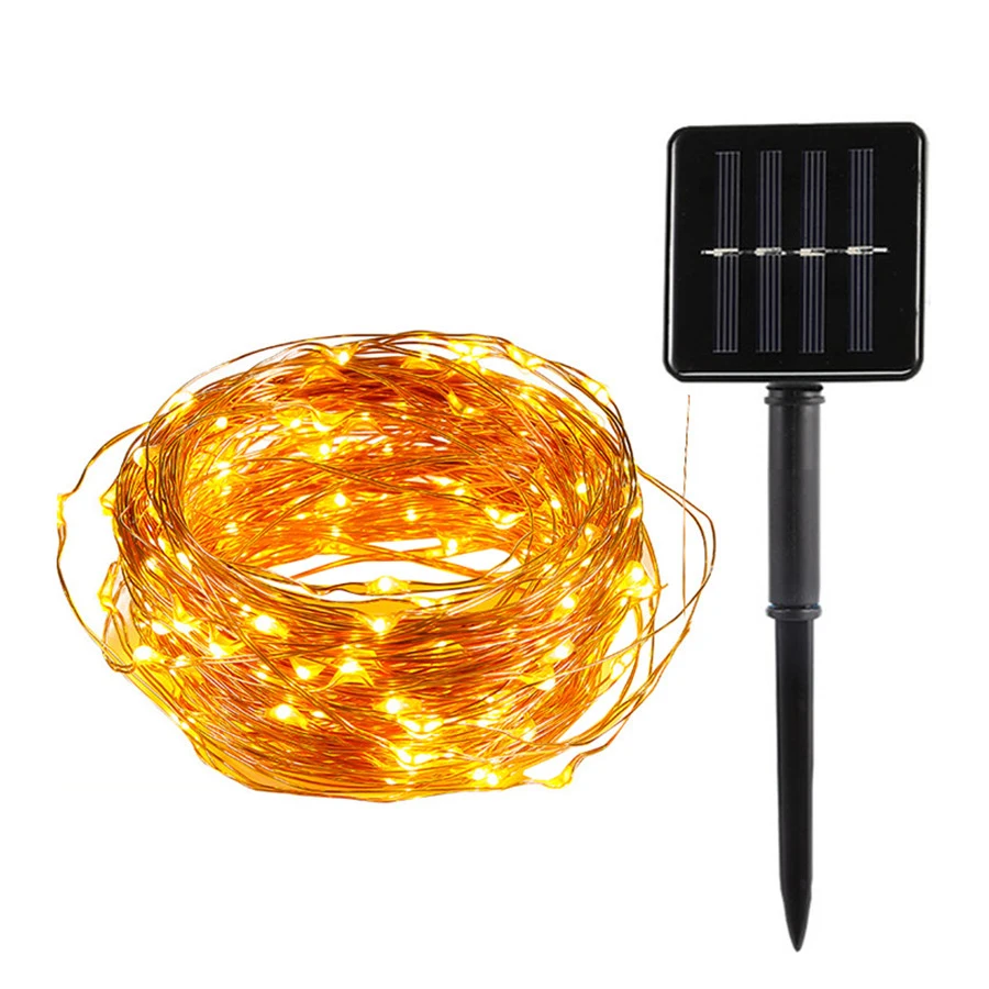 

Thrisdar 10M 20M Solar Copper LED Fairy Light Copper Wire Solar String Garland Light Outdoor Backyard Christmas Holiday Copper Light