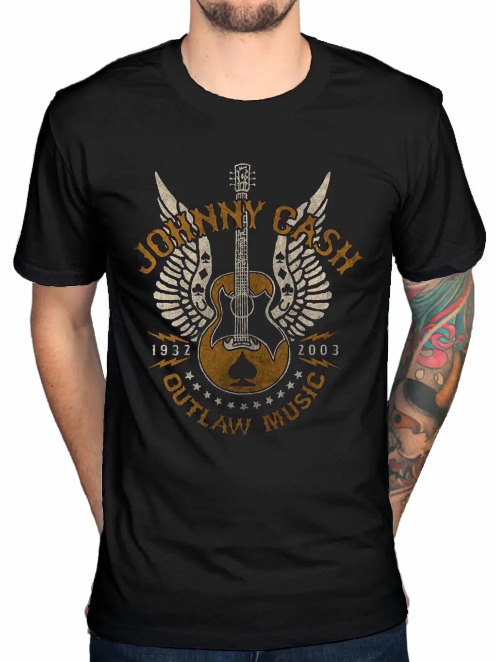 Official Johnny Cash Outlaw T-Shirt American Rebel Out Amoung The Stars Folsom | Мужская одежда