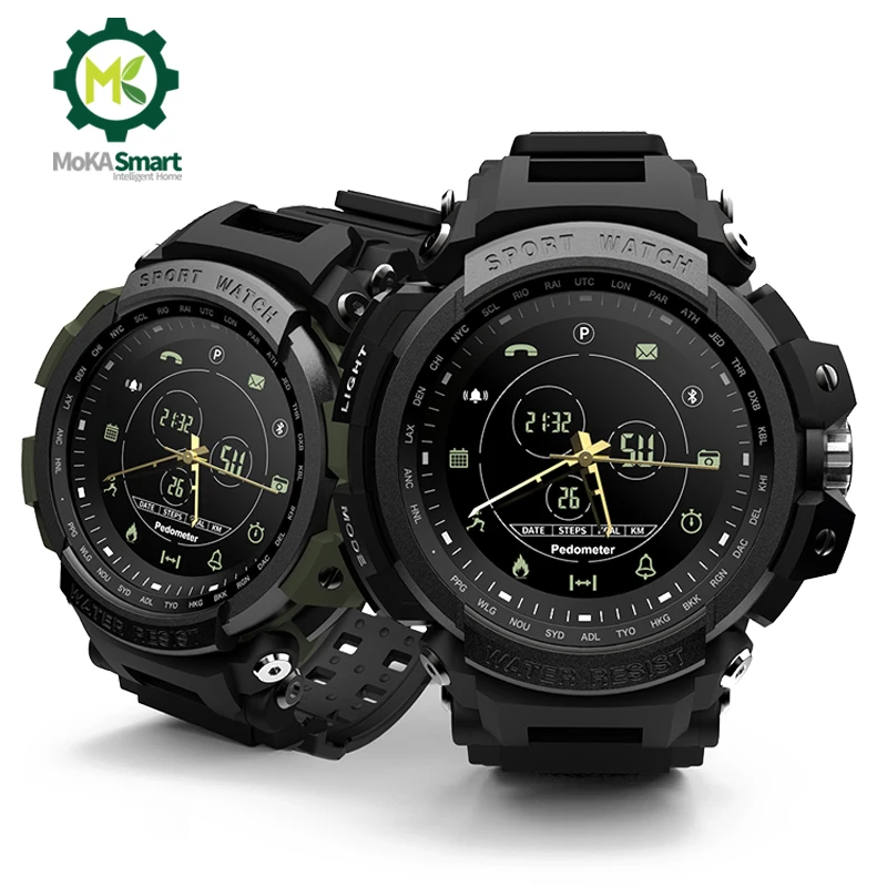 MOKA smartwatch Men For Android and ios Digital Clock pedometer Alarm clock SMS Reminder IP68 Waterproof Sports Smart watch