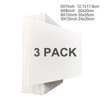 

Artists Drawing Board 3 Pack Panel Canvas Painting for Acrylic Oil Paint Acid Free White Cotton Multi Sizes for learning boards