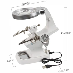 Support de fer à souder à la main, outil de soudage avec loupe LED, lunettes illuminées, pince crocodile, outils d'aide à la réparation 