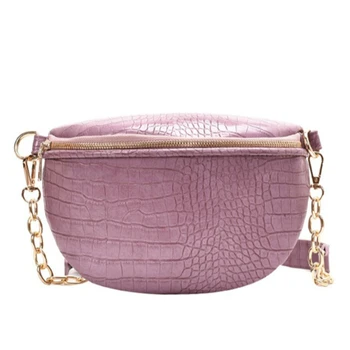 

Crocodile Pattern Small PU Leather Shell Bags for Women New Chain Belt Bag Female Waist Packs Ladies' Phone Purses Chest Bags