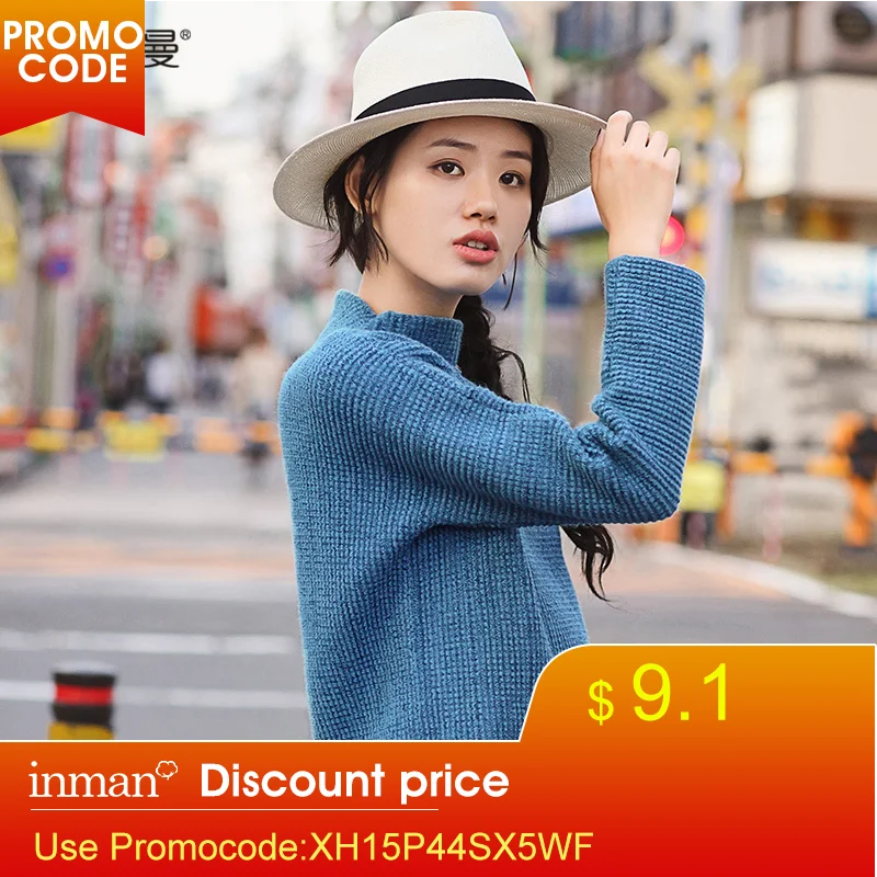 INMAN New Products Winter High Collar Long Sleeves Loose Pullovers Sweater | Женская одежда
